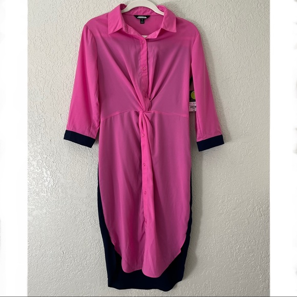 Project Runway women’s color block twist front shirt dress, small, pink and blue - Picture 1 of 6